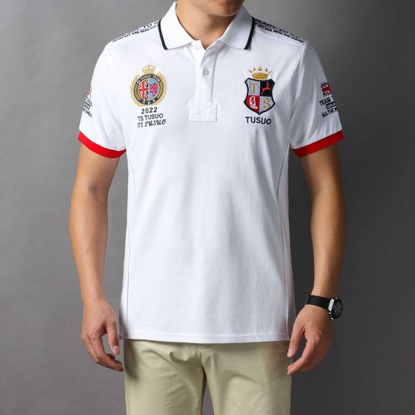 short sleeved polo shirt for men british sports british royal leisure all cotton large brand white embroidery, White;black
short sleeved polo shirt for men british sports british royal leisure all cotton large brand white embroidery, White;black