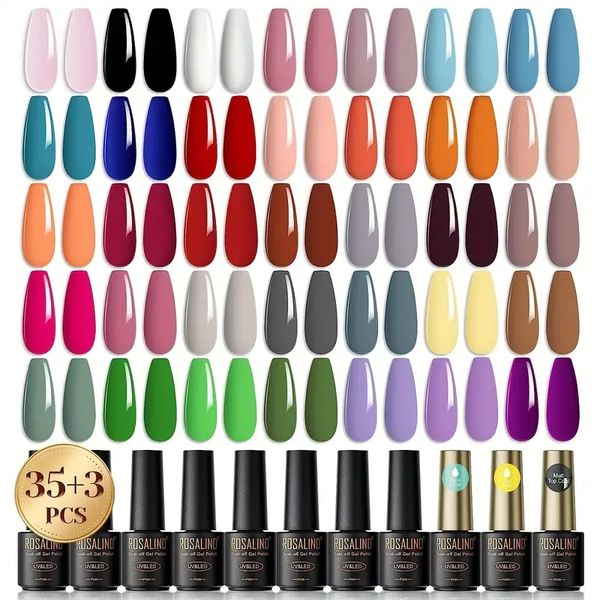 38pcs gel nail polish set, 35 colors gel with base coat and glossy & matte gel coat gel nail polish starter set pink red green blue gel nail
38pcs gel nail polish set, 35 colors gel with base coat and glossy & matte gel coat gel nail polish starter set pink red green blue gel nail