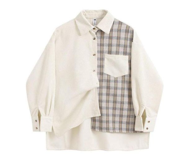 women039s blouses shirts 2021 spring women korean fashion style simply corduroy long sleeve patchwork plaid loose casual4365190, White
women039s blouses shirts 2021 spring women korean fashion style simply corduroy long sleeve patchwork plaid loose casual4365190, White