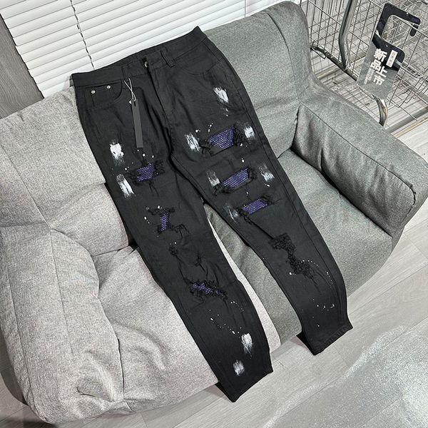 designer mens jeans denim embroidery pants fashion holes trouser hip hop zipper trousers for male, Blue
designer mens jeans denim embroidery pants fashion holes trouser hip hop zipper trousers for male, Blue