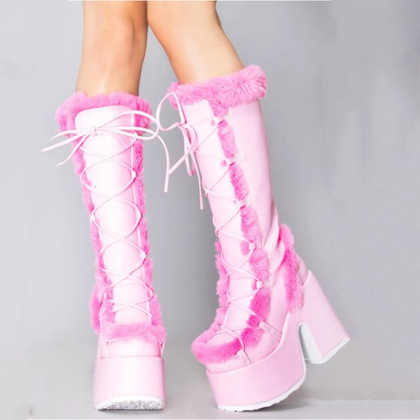 boots pink fur high platform boots high chunky heel round toe medium boots elegant ladies casual wear winter cross tie boots shoes 230807, Black
boots pink fur high platform boots high chunky heel round toe medium boots elegant ladies casual wear winter cross tie boots shoes 230807, Black