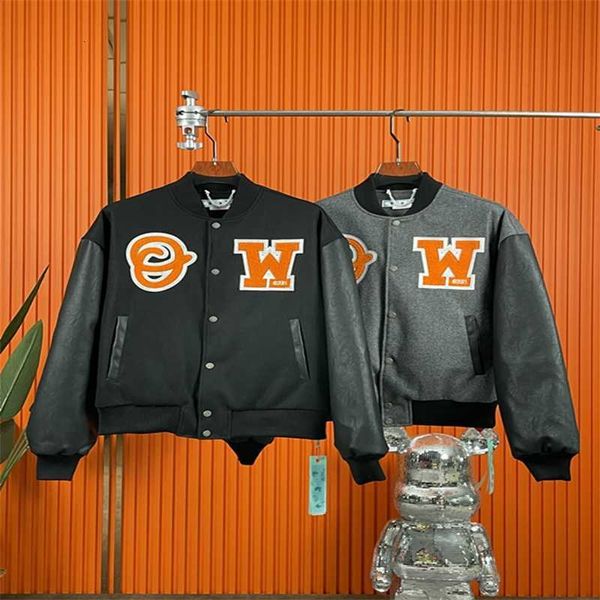 22fw men's offss ow flocked letter casual woolen jacket coat flight suit baseball, Black;brown
22fw men's offss ow flocked letter casual woolen jacket coat flight suit baseball, Black;brown
