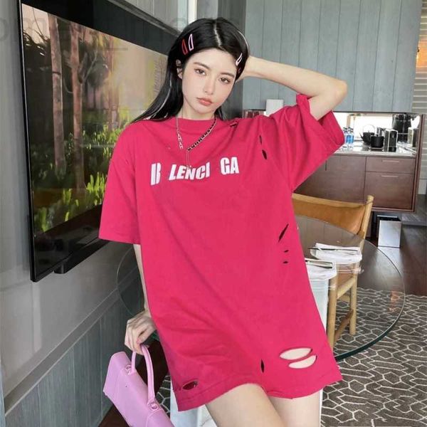 women's t-shirt designer summer new b family network red same style bursting letter printing old worn and hole men's short sleeve, White
women's t-shirt designer summer new b family network red same style bursting letter printing old worn and hole men's short sleeve, White