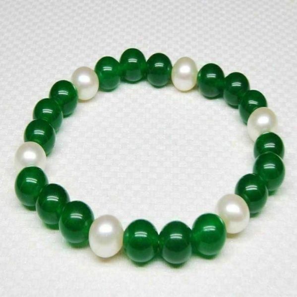 75quot 85quot 89mm white pearl 8mm green jade round gems beads bangle bracelet6004466, Black
75quot 85quot 89mm white pearl 8mm green jade round gems beads bangle bracelet6004466, Black