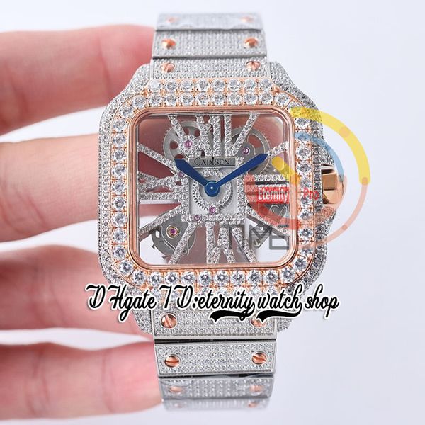 sf twf0008 swiss ronda 4s20 quartz mens watch fully iced out big diamonds rose gold bezel roman markers skeleton diamond dial steel bracelet, Slivery;brown
sf twf0008 swiss ronda 4s20 quartz mens watch fully iced out big diamonds rose gold bezel roman markers skeleton diamond dial steel bracelet, Slivery;brown