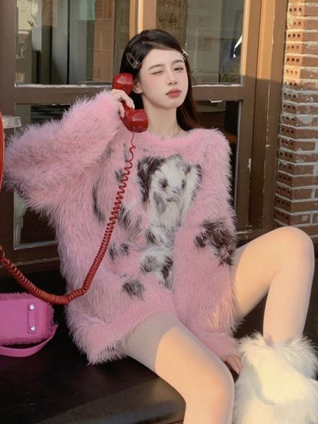 women's sweaters deeptown y2k aesthetic pink sweater women harajuku kawaii cartoon knitted jumper korean sweet casual pullover grunge k, White;black
women's sweaters deeptown y2k aesthetic pink sweater women harajuku kawaii cartoon knitted jumper korean sweet casual pullover grunge k, White;black
