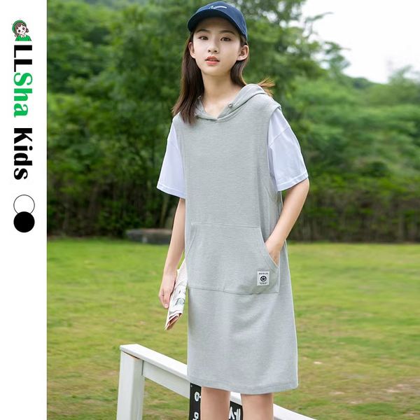

dress for woman casual printed colorful hooded dress loose fitting clothing brand new women's T-shirt dress, Gray
