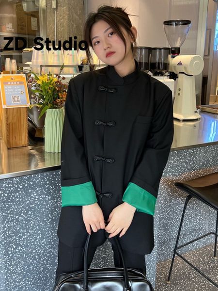 women's suits blazers zd studio women black colorblock size blazer stand collar long sleeve loose fit jacket spring autumn 2023 230807, White;black
women's suits blazers zd studio women black colorblock size blazer stand collar long sleeve loose fit jacket spring autumn 2023 230807, White;black
