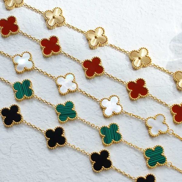 van clover bracelet new double-sided four-leaf clover five flowers bracelet titanium steel hand jewelry luxury gift for girlfriends, Golden;silver
van clover bracelet new double-sided four-leaf clover five flowers bracelet titanium steel hand jewelry luxury gift for girlfriends, Golden;silver