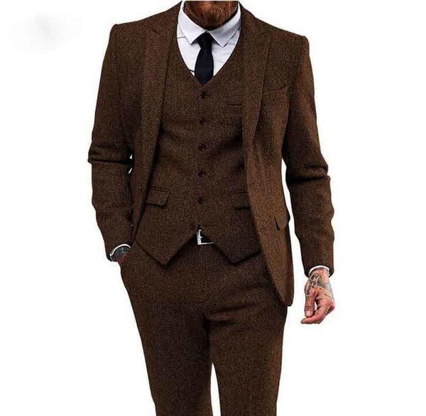 brown herringbone tweed men suits for wedding 3 pieces smoking blazer man suit costume homme last jacket with tuxedo pan3409318, White;black
brown herringbone tweed men suits for wedding 3 pieces smoking blazer man suit costume homme last jacket with tuxedo pan3409318, White;black