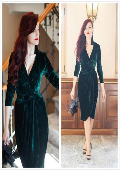 vestido de festa dark green v neck velvet short cocktail dresses long sleeves ruched club wear dresses evening prom dresses 22880670, Black
vestido de festa dark green v neck velvet short cocktail dresses long sleeves ruched club wear dresses evening prom dresses 22880670, Black