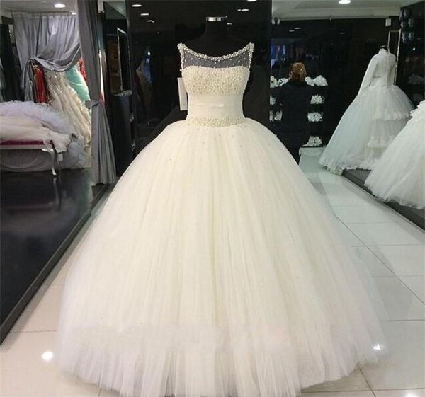 beaded pearls ball gown wedding dresses real images sheer neck crystal ivory tulle corset bridal gowns with lace up9770810, White
beaded pearls ball gown wedding dresses real images sheer neck crystal ivory tulle corset bridal gowns with lace up9770810, White