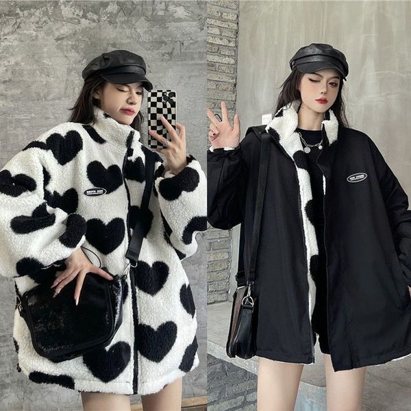 women's jackets autumn and winter love lambswool cotton-padded jacket double-sided collar jacket couple loose jacket warm jacket y2k 23, Black;brown
women's jackets autumn and winter love lambswool cotton-padded jacket double-sided collar jacket couple loose jacket warm jacket y2k 23, Black;brown