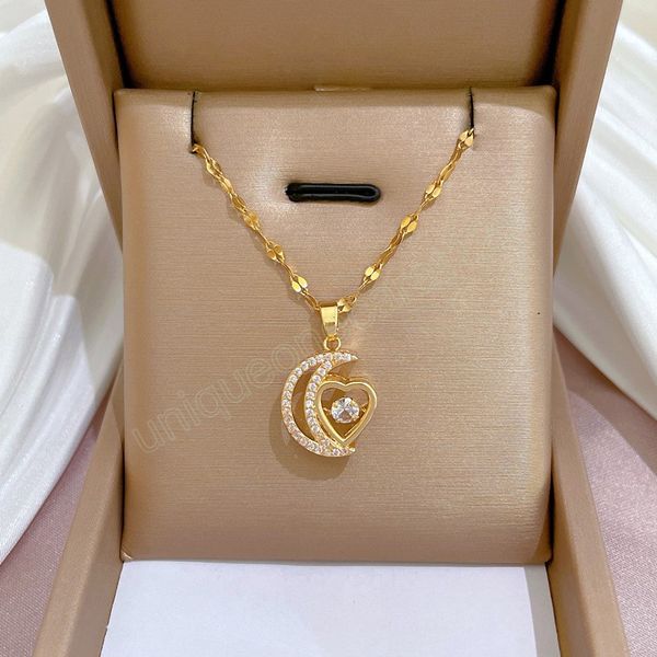 fashion love moon copper inlaid zircon pendant necklace for women luxury banquet wedding jewelry festival gift, Silver
fashion love moon copper inlaid zircon pendant necklace for women luxury banquet wedding jewelry festival gift, Silver