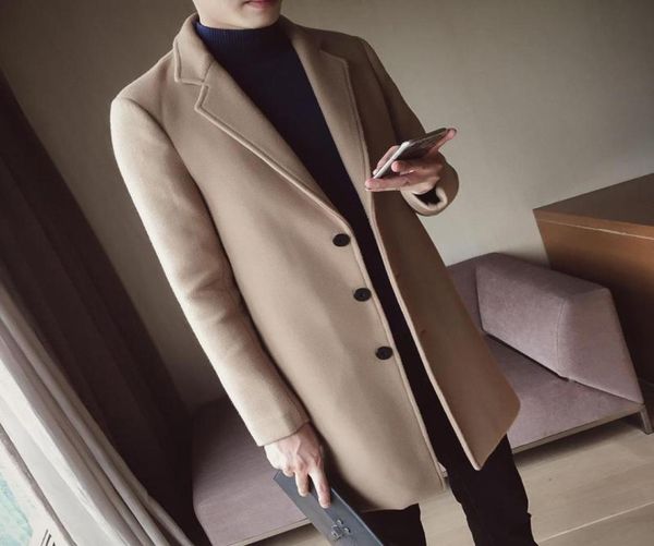 men039s wool blends autumn winter men turn down collar overcoat solid color slim fit male trench coat fashion midlong jacket7692634, Black
men039s wool blends autumn winter men turn down collar overcoat solid color slim fit male trench coat fashion midlong jacket7692634, Black
