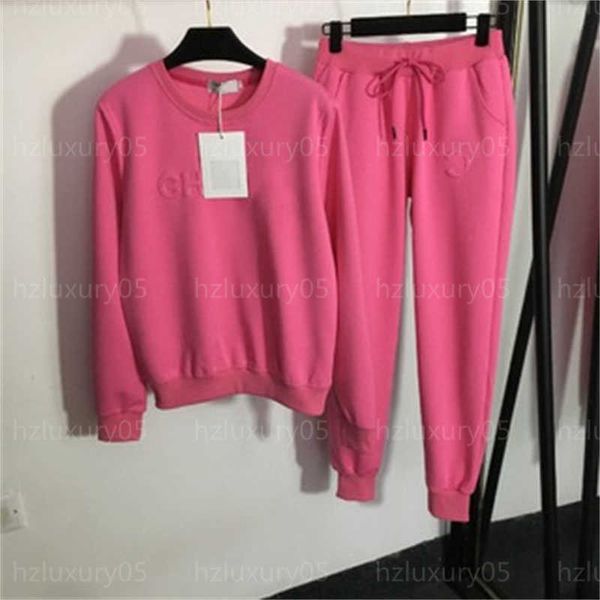 women two piece pant sets for women outfits fall new tracksuits letter embossed pullover sweatshirt elastic waist casual pants designer clot, White