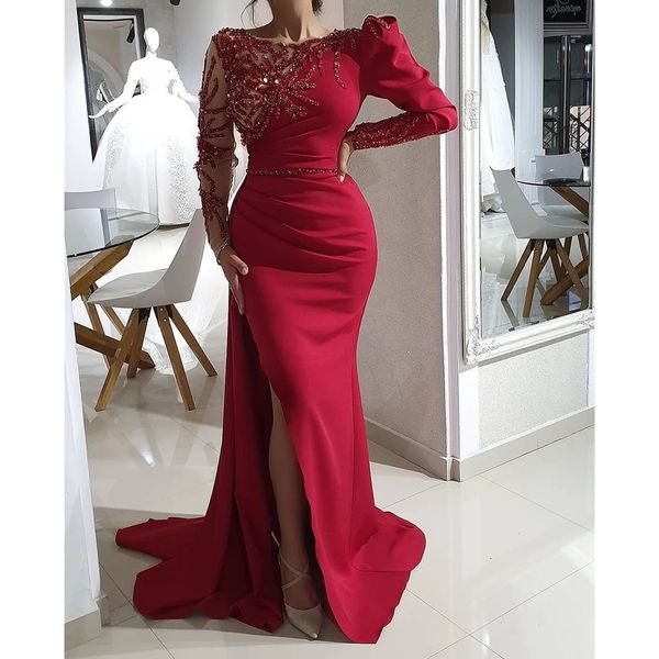 2024 arabic aso ebi red luxurious mermaid evening dresses beaded crystals prom dresses long sleeves formal party second reception gowns, Black
2024 arabic aso ebi red luxurious mermaid evening dresses beaded crystals prom dresses long sleeves formal party second reception gowns, Black