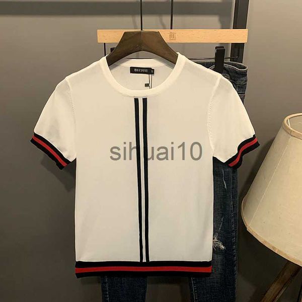 men's sweaters summer short sleeve men korean slim stripe contrast knitted shirt youth fashion handsome personality j230808, White;black
men's sweaters summer short sleeve men korean slim stripe contrast knitted shirt youth fashion handsome personality j230808, White;black
