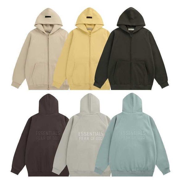 correct version of trendy double thread esential plush zipper hooded letter men's and women's sweaters, Black
correct version of trendy double thread esential plush zipper hooded letter men's and women's sweaters, Black