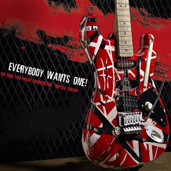 

fast shipping with in 48 hours/in stock/eddie van halen 82 frankenstrat electric guitar /white black stripe/ heavy aged/ing