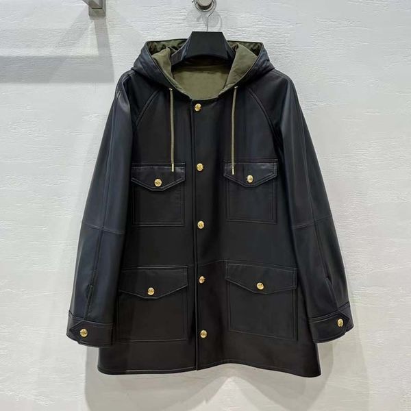 womens leather faux genuine jacket hooded women coat spring and autumn arrival long sleeve casual style dropshoulder 230808, Black
womens leather faux genuine jacket hooded women coat spring and autumn arrival long sleeve casual style dropshoulder 230808, Black