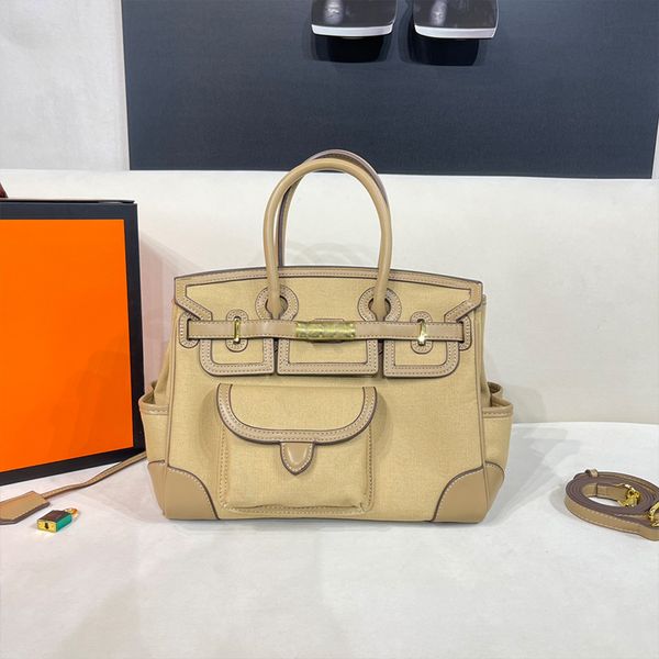 khaki totes large capacity shoulder crossbody bags genuine leather canvas pockets hardware lock buckle removing strap leather bottom large s
khaki totes large capacity shoulder crossbody bags genuine leather canvas pockets hardware lock buckle removing strap leather bottom large s
