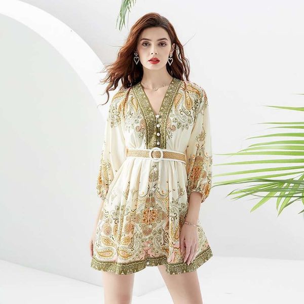 spring and summer resort style fashion v neck lantern sleeves print mini dress womens clothes, Black;gray
spring and summer resort style fashion v neck lantern sleeves print mini dress womens clothes, Black;gray