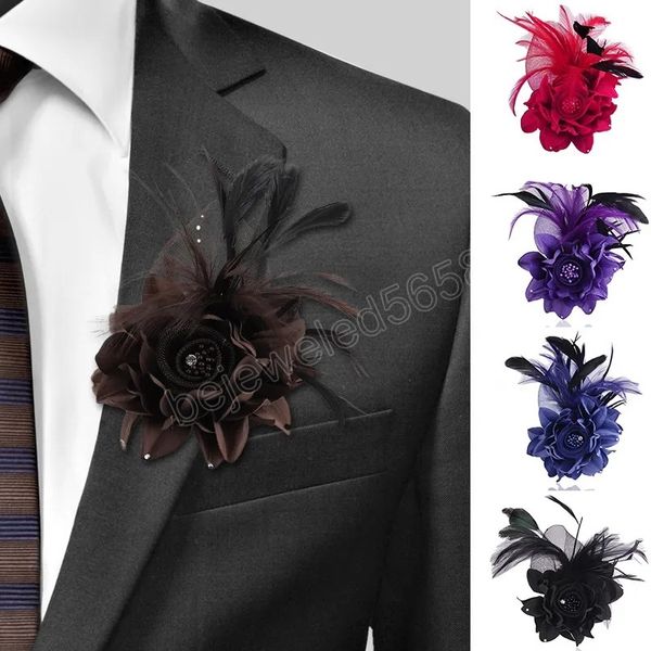 fabric flower brooches for men charm feather flower pins corsage lapel pins handmade jewelry wedding party accessories, Gray
fabric flower brooches for men charm feather flower pins corsage lapel pins handmade jewelry wedding party accessories, Gray