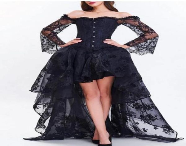 black high low two piece lace corset prom dress gothic trainer lingerie retro lace up back overbust corsets off the shoulder forma4714663
black high low two piece lace corset prom dress gothic trainer lingerie retro lace up back overbust corsets off the shoulder forma4714663