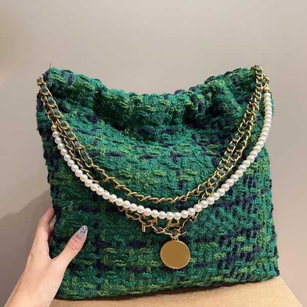 colorful knitting wool tweed stripes women designer 22 bags with coin charm gold letters metal hardware pearl chain string shoulder handbag
colorful knitting wool tweed stripes women designer 22 bags with coin charm gold letters metal hardware pearl chain string shoulder handbag
