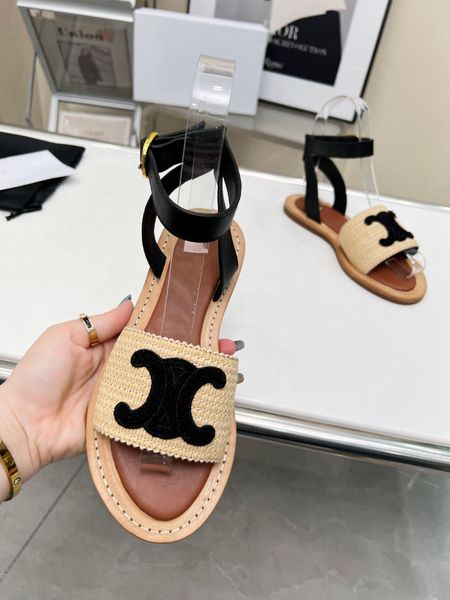 lympia flat slides raffia sandals triomphe embellished ankle strap open toes luxury designer for women holiday flats gladiator sandal factor, Black
lympia flat slides raffia sandals triomphe embellished ankle strap open toes luxury designer for women holiday flats gladiator sandal factor, Black