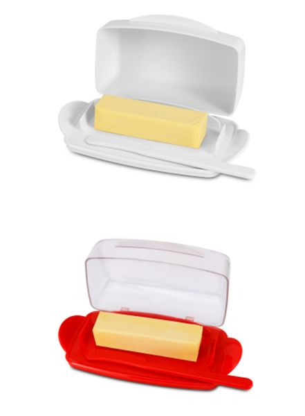 butter dish with counterlid, durable plastic butter container with spreader knife, cute handle and flip lid design for easy access, non-slip
butter dish with counterlid, durable plastic butter container with spreader knife, cute handle and flip lid design for easy access, non-slip