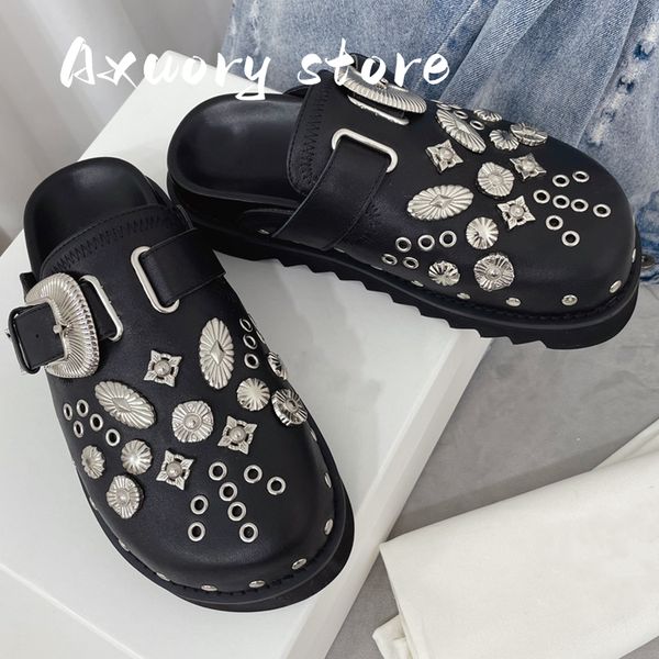 slippers women slippers summer rivets punk rock leather mules metal fittings casual party shoes female outdoor slides 230807, Black
slippers women slippers summer rivets punk rock leather mules metal fittings casual party shoes female outdoor slides 230807, Black