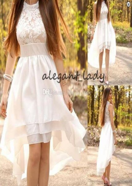 high low beach aline wedding dresses high neck lace chiffon tiered skirt western cowlgirl country short wedding bridal informal dr8398009, White
high low beach aline wedding dresses high neck lace chiffon tiered skirt western cowlgirl country short wedding bridal informal dr8398009, White