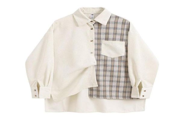 women039s blouses shirts 2021 spring women korean fashion style simply corduroy long sleeve patchwork plaid loose casual9788848, White
women039s blouses shirts 2021 spring women korean fashion style simply corduroy long sleeve patchwork plaid loose casual9788848, White