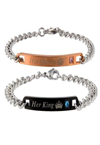 stainless steel couple bracelet for women men his queen her king lover charm bracelet bangles beauty beast designer jewelry 1pc8838332, Black
stainless steel couple bracelet for women men his queen her king lover charm bracelet bangles beauty beast designer jewelry 1pc8838332, Black