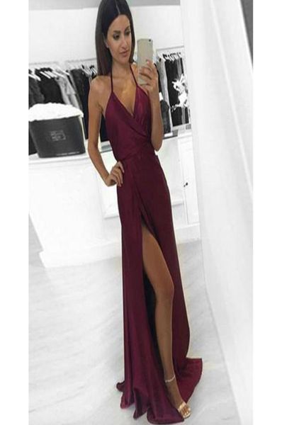 high leg slit halter aline prom dresses burgundy simple long night party dress backless graduation dresses ballkleider2699212, Black
high leg slit halter aline prom dresses burgundy simple long night party dress backless graduation dresses ballkleider2699212, Black