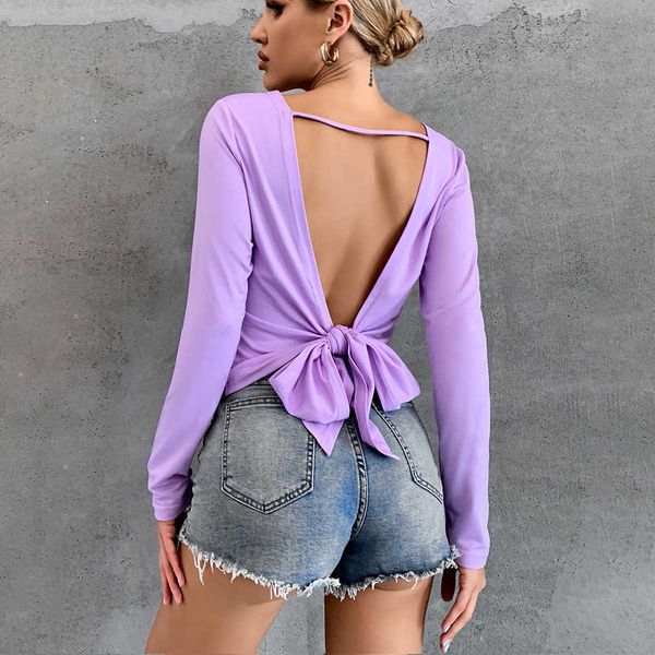 women's hollow out backless running breathable fitness clothes bottoming blouse bandage t-shirt long sleeve sweater, White
women's hollow out backless running breathable fitness clothes bottoming blouse bandage t-shirt long sleeve sweater, White