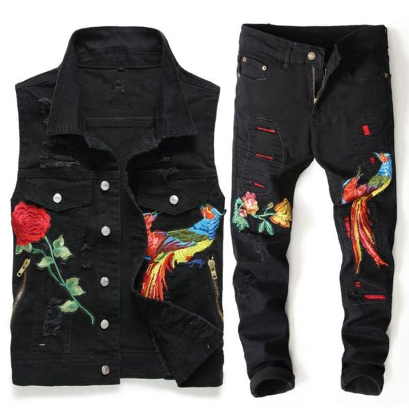 new men black sets fashion spring embroidered phoenix flower hole distressed suit denim vests pants mens clothing 2 pieces sets l2164457, Gray
new men black sets fashion spring embroidered phoenix flower hole distressed suit denim vests pants mens clothing 2 pieces sets l2164457, Gray