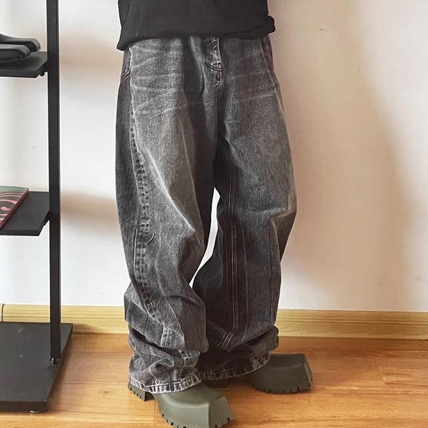 high street washed damaged baggy jeans for men wide leg casual loose denim trousers cargo, Black;brown
high street washed damaged baggy jeans for men wide leg casual loose denim trousers cargo, Black;brown