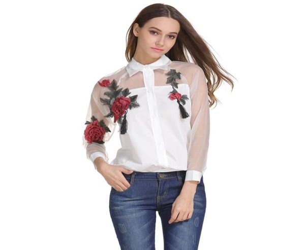 the explosion rose embroidery blouse summer white shirt sleeved mesh stitching sunscreen9193798 
the explosion rose embroidery blouse summer white shirt sleeved mesh stitching sunscreen9193798
