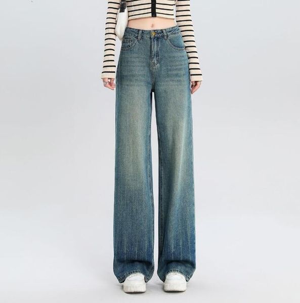 2023 women's jeans spring autumn new high waist jeans woman elegant retro style straight leg casual denim fashion pants, Blue
2023 women's jeans spring autumn new high waist jeans woman elegant retro style straight leg casual denim fashion pants, Blue