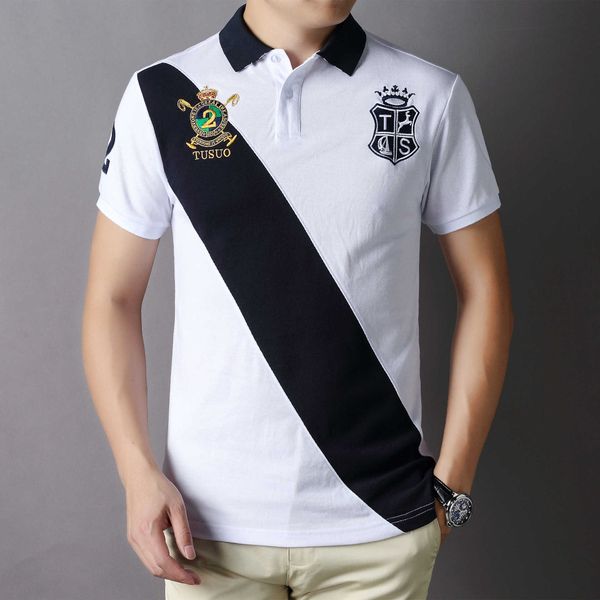 new short sleeve polo shirt for men's light luxury royal leisure sports large cotton embroidery color block, White;black
new short sleeve polo shirt for men's light luxury royal leisure sports large cotton embroidery color block, White;black