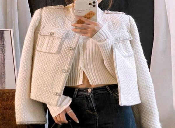 women039s jackets 2021 korean white tweed jacket women spring autumn single breasted slim woolen coat female cropp9313729, Black;brown
women039s jackets 2021 korean white tweed jacket women spring autumn single breasted slim woolen coat female cropp9313729, Black;brown