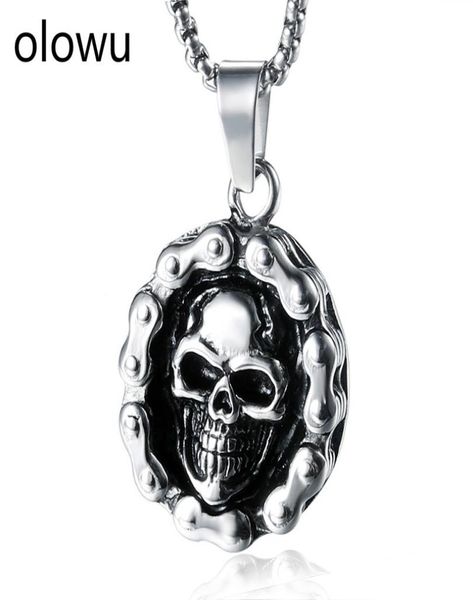 olowu virtus mors stainless steel skull necklace men039s biker gothic bicycle chain with skull pendant necklaces costume jewelr9492707, Silver
olowu virtus mors stainless steel skull necklace men039s biker gothic bicycle chain with skull pendant necklaces costume jewelr9492707, Silver