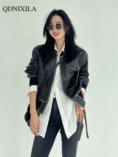 womens jackets baseball collar white lacquer tie dyeing leather jacket women high imitation sheepskin moto biker zipper 230808, Black;brown
womens jackets baseball collar white lacquer tie dyeing leather jacket women high imitation sheepskin moto biker zipper 230808, Black;brown