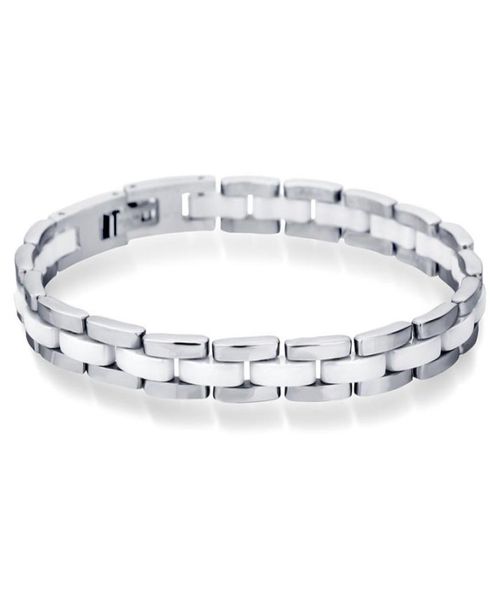 fashion wrist accessory chain stainless steel jewelry white ceramic bracelet man2401018, Black
fashion wrist accessory chain stainless steel jewelry white ceramic bracelet man2401018, Black