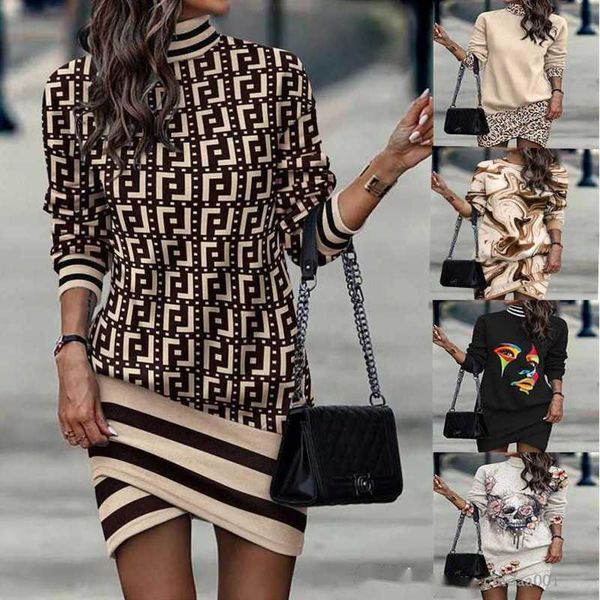 designer women dress long sleeve high collar printed irregular dresses for 2023 autumn and winter clothing, Black;gray
designer women dress long sleeve high collar printed irregular dresses for 2023 autumn and winter clothing, Black;gray