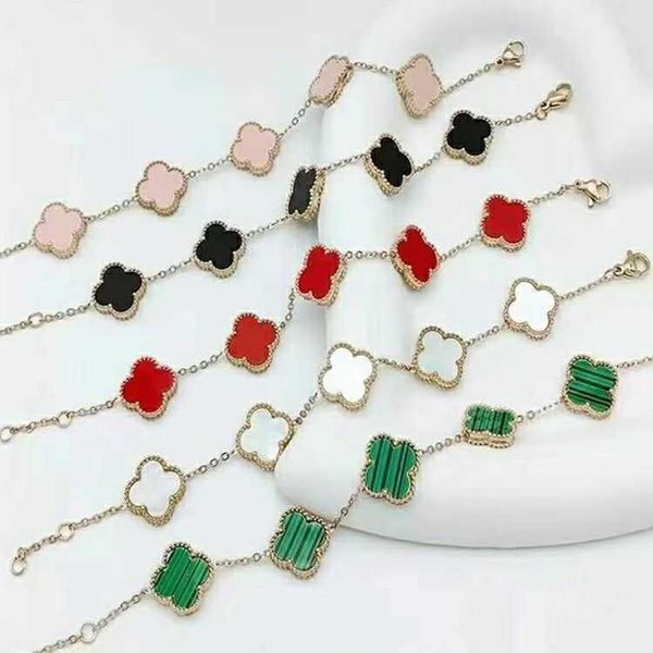van clover bracelet titanium steel clover five flowers bracelet double sided colorless necklace earrings set temperament versatile ladies gi, Golden;silver
van clover bracelet titanium steel clover five flowers bracelet double sided colorless necklace earrings set temperament versatile ladies gi, Golden;silver