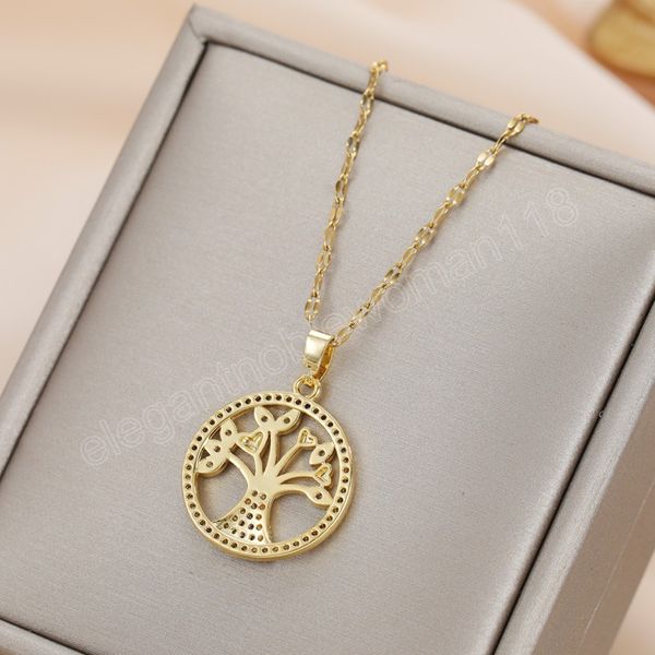 round zircon tree of life pendant necklace for women fashion elegant jewelry accessories gift, Silver
round zircon tree of life pendant necklace for women fashion elegant jewelry accessories gift, Silver